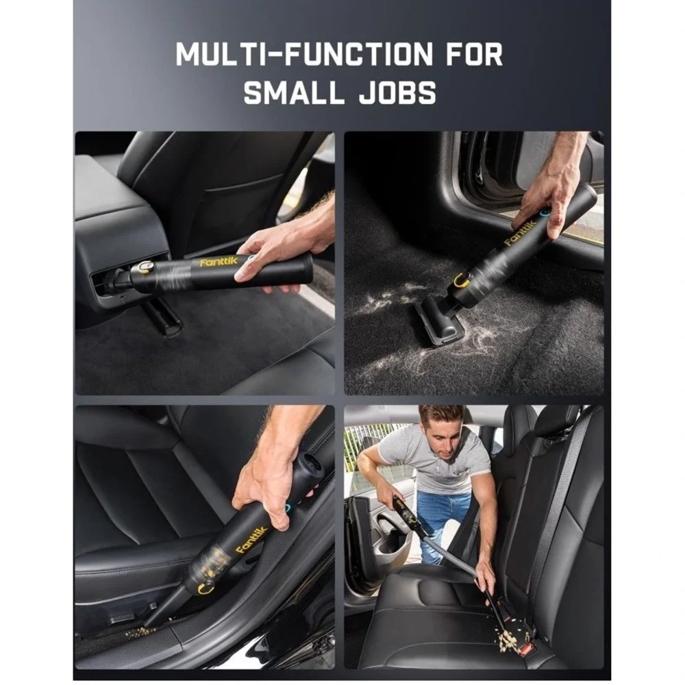 Fanttik Slim V8 APEX In Black Car Vacuum 4-in-1 Portable Mini Cordless